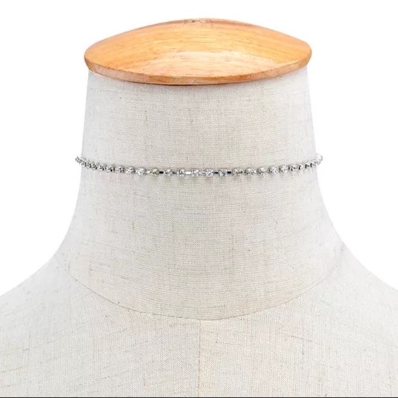 Rhinestone Choker Necklace Party Formal Casual Silver Gold - Picture 13 of 15